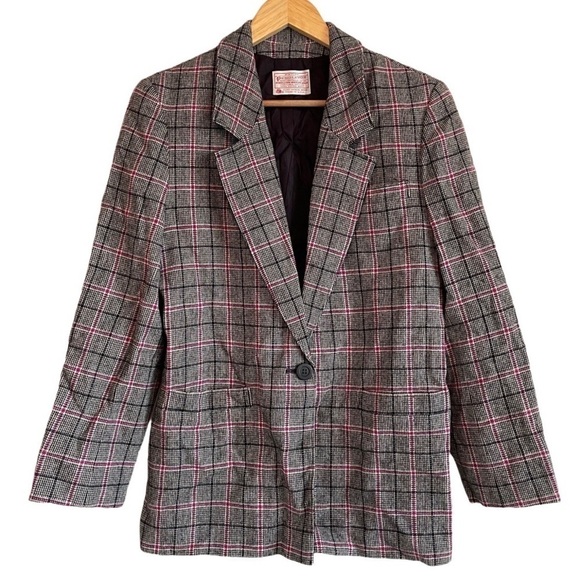 Vintage Pendleton Virgin Wool Plaid Academia Blazer Jacket - Picture 1 of 12